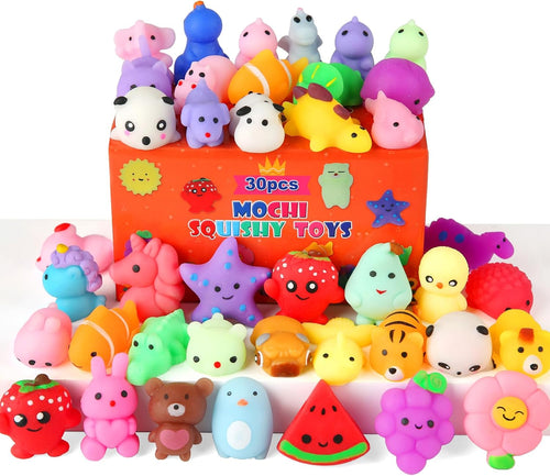 30-Pack Kawaii Squishy Toys – Mini Animal Mochi Party Favors