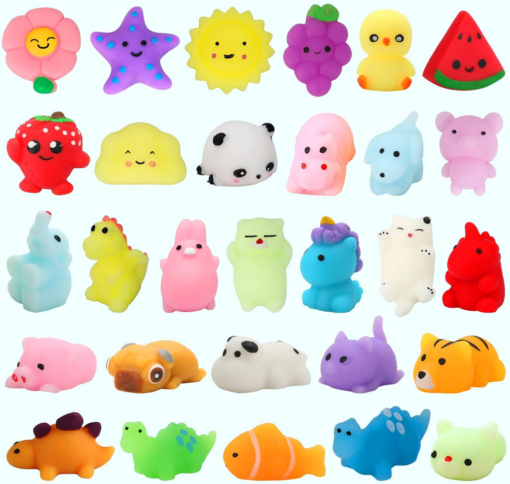 30-Pack Kawaii Squishy Toys – Mini Animal Mochi Party Favors